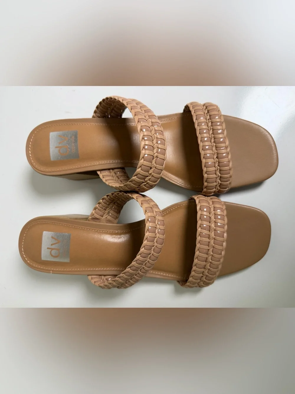 DV by Dolce Vita Santana Women’s Size 10 Tan Braided Block Heel Slide Sandals